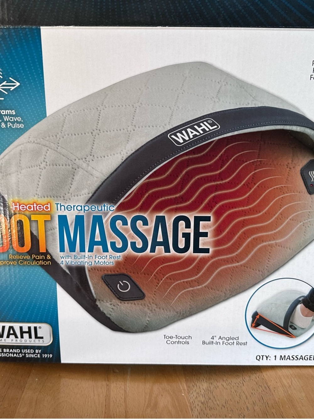 Wahl Quilted Gray and Black Foot Massager with Heat